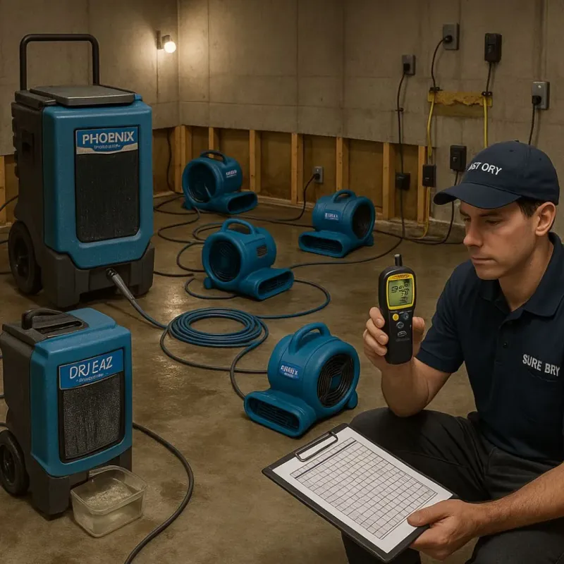 Structural Drying and Dehumidification process in Kronenwetter, WI